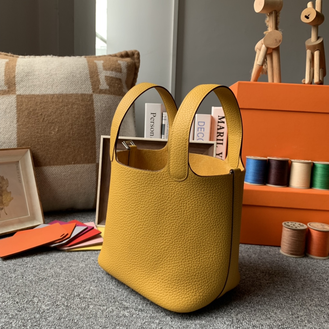 에르메스 피코탄18 카멜 은장 끌레망스 가죽